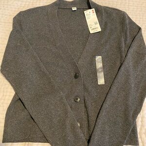 Uniqlo washable knit ribbed cardigan xs gray